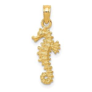 14k Yellow Gold Nautical Sea Life Seahorse Necklace Charm Pendant